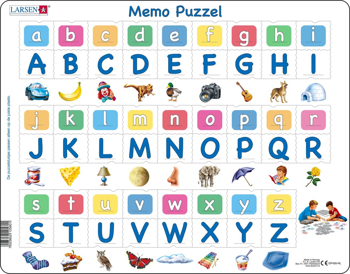 Larsen - Larsen memopuzzel leren lezen - het alfabet met afbeeldingen 52st.