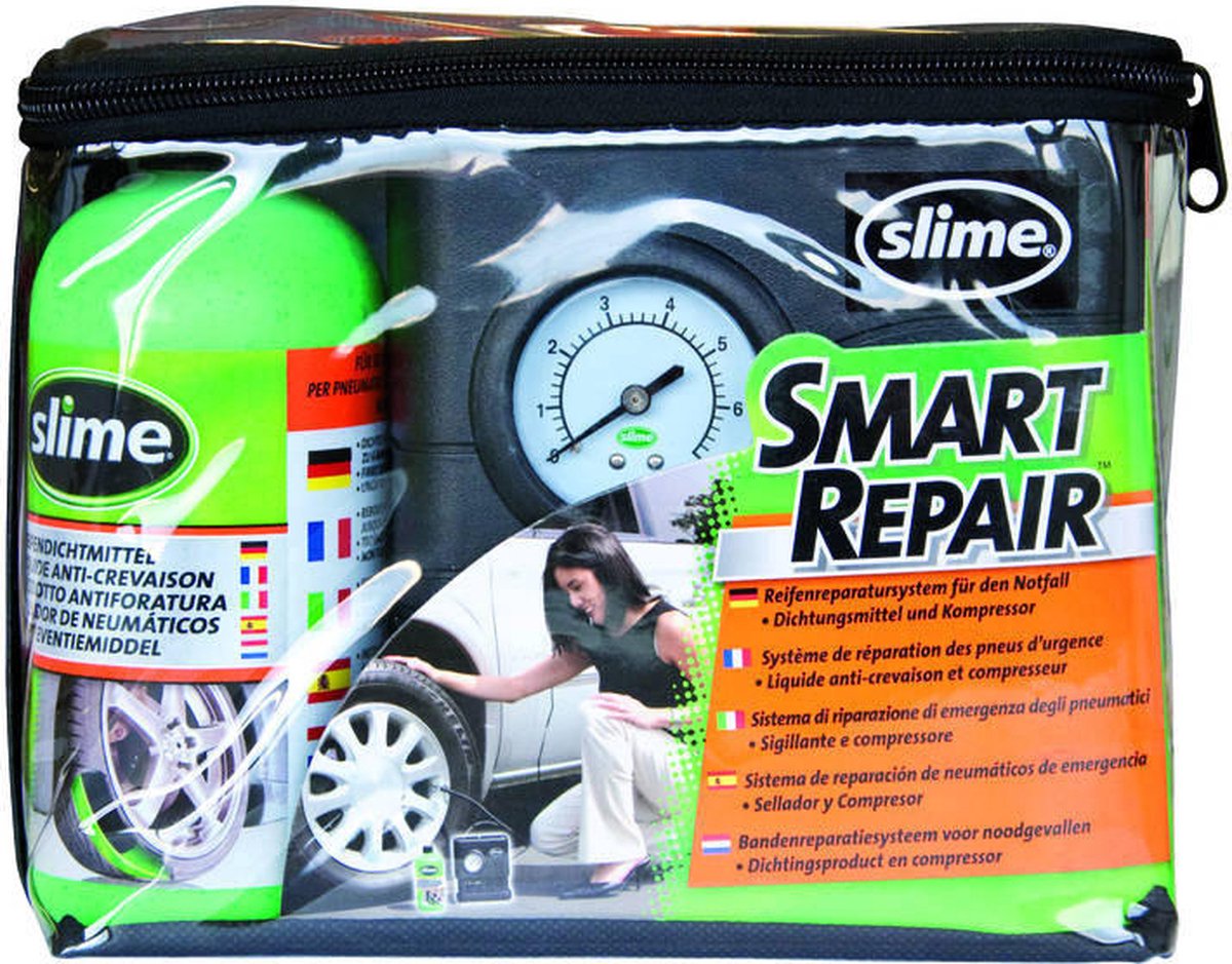 Slime bandenreparatieset 12v – 473ml – snel gerepareerd – complete set – voor auto's