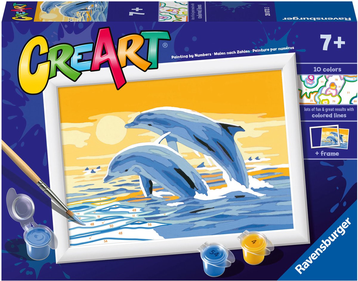 Ravensburger creart delightful dolphins - schilderen op nummer voor kinderen