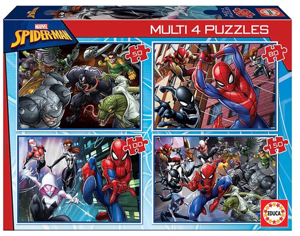 Educa - Educa Spider-man legpuzzel 4-in-1 - 50-80-100-150st