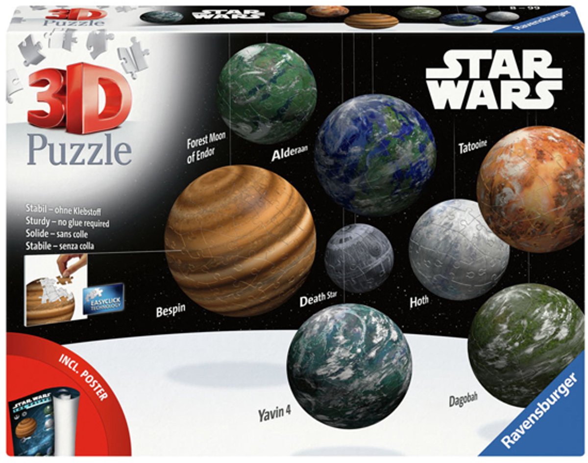 Ravensburger - 3d puzzel star wars planeet galaxy 531 stukjes speelgoed.