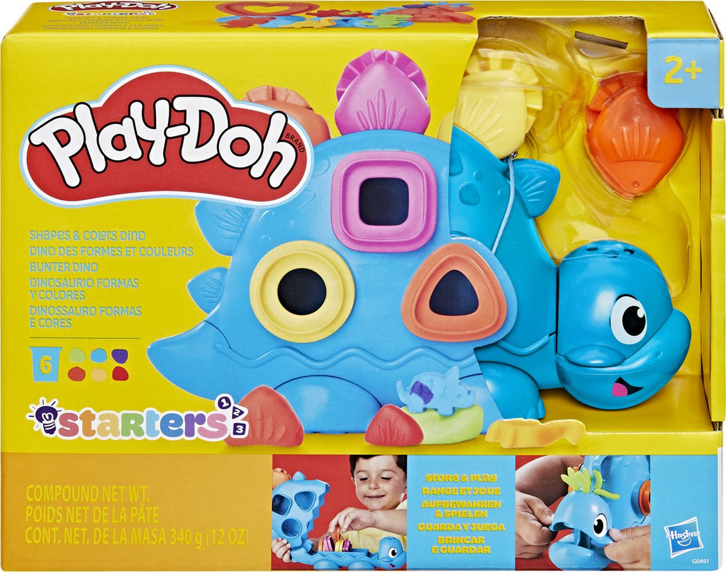 Play-doh stavormen en kleuren dino - 6 kleipotjes