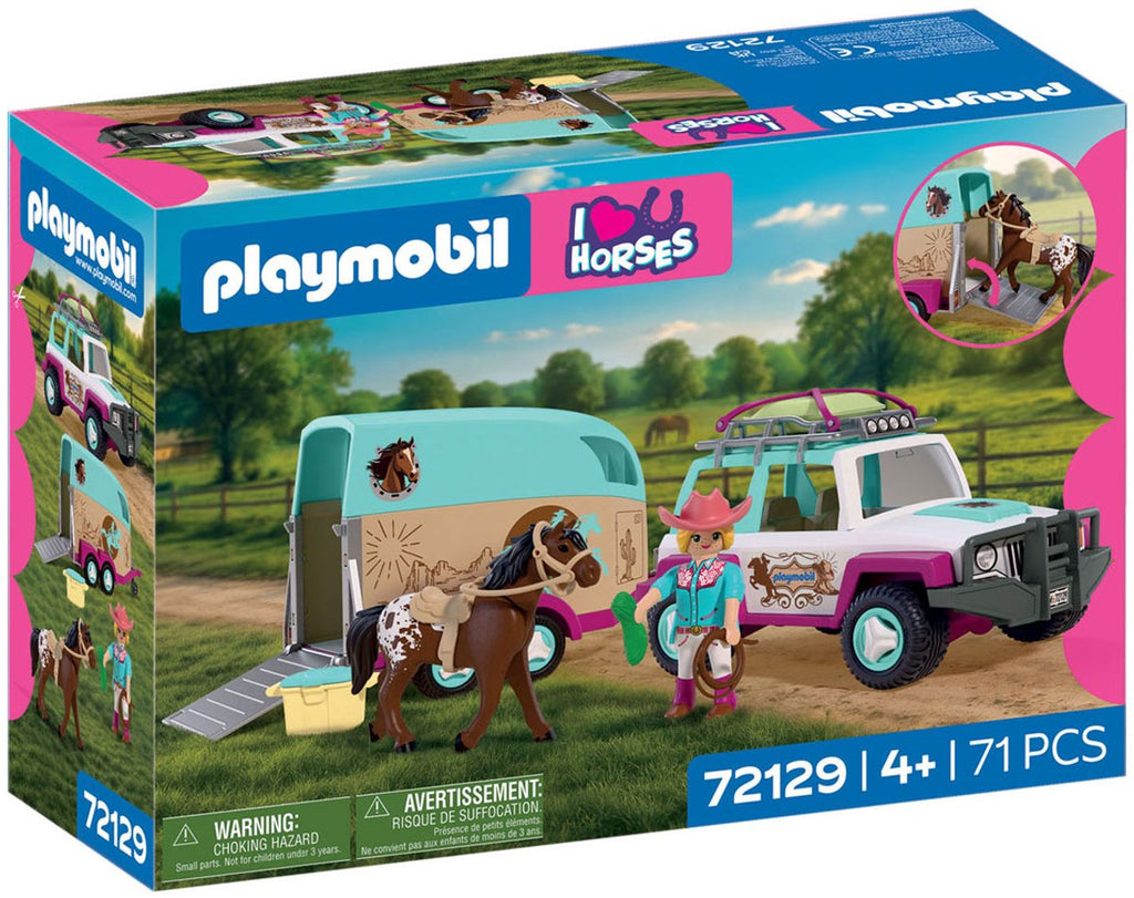 PLAYMOBIL - PLAYMOBIL horses terreinwagen met paardentrailer - speelgoedset - 72129.