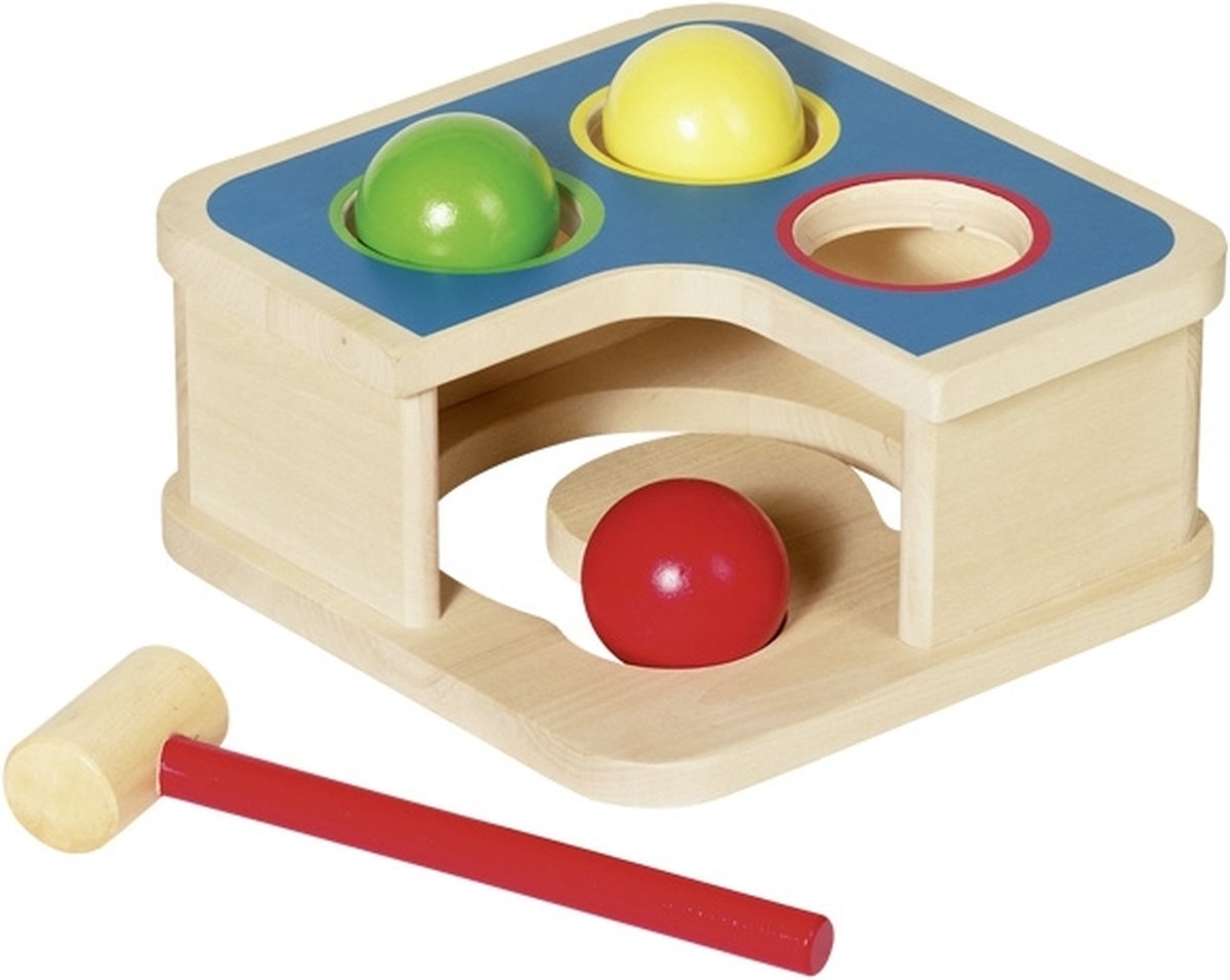 Goki klopbank en knikkerbaan 18x18x8cm, hout
