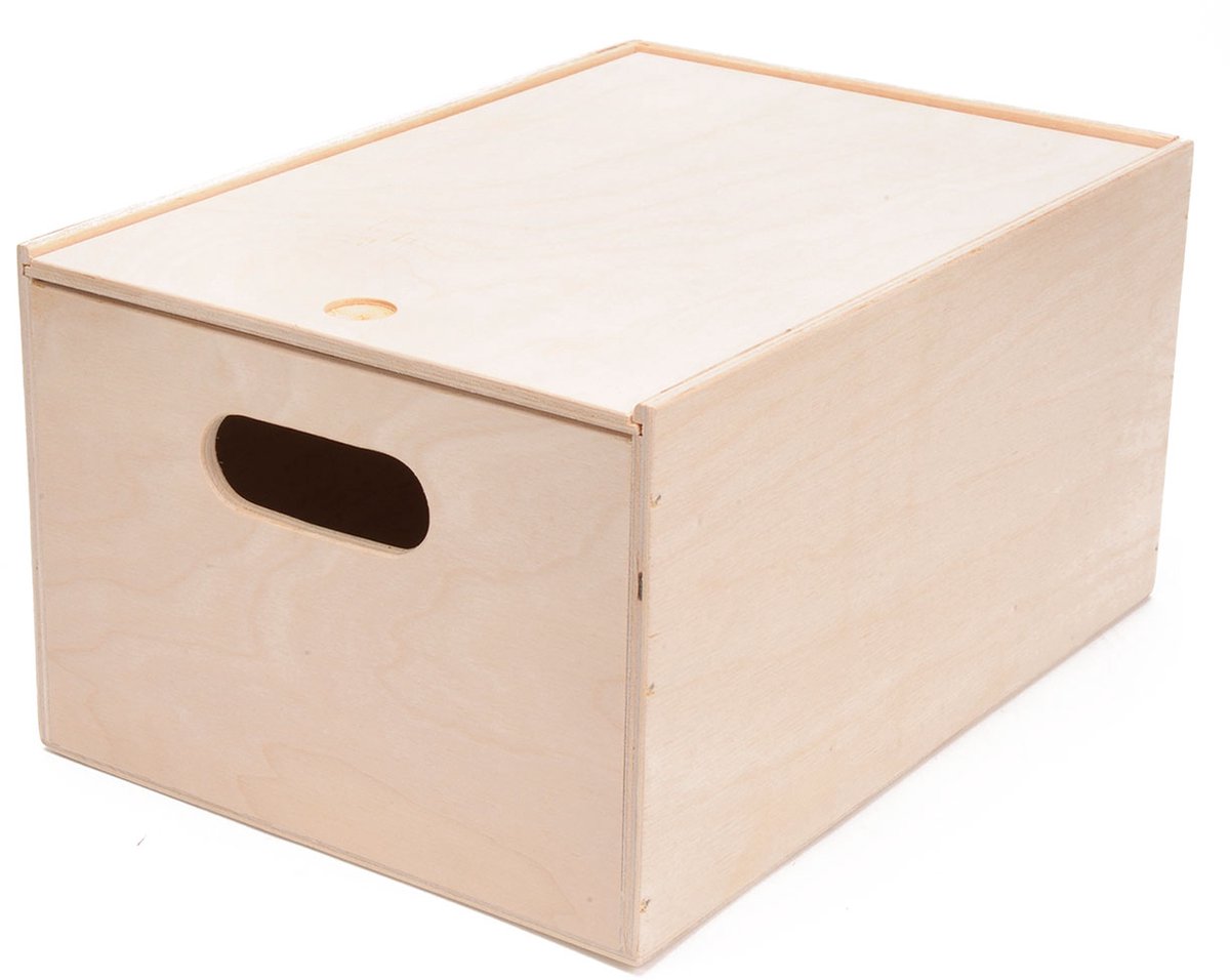 Small Foot - wood - houten opbergkist met schuifdeksel rechthoek m - speelgoedkist