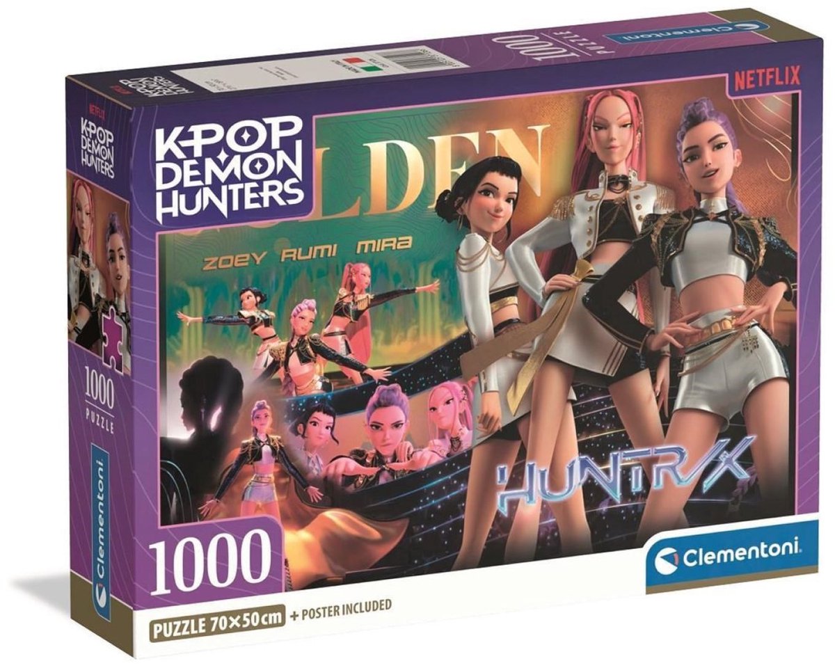 Clementoni - K-pop demon hunters puzzel 1000 stukjes van compact - kpop huntrix - k pop legpuzzel hobby cadeau voor kinderen vanaf 6 jaar