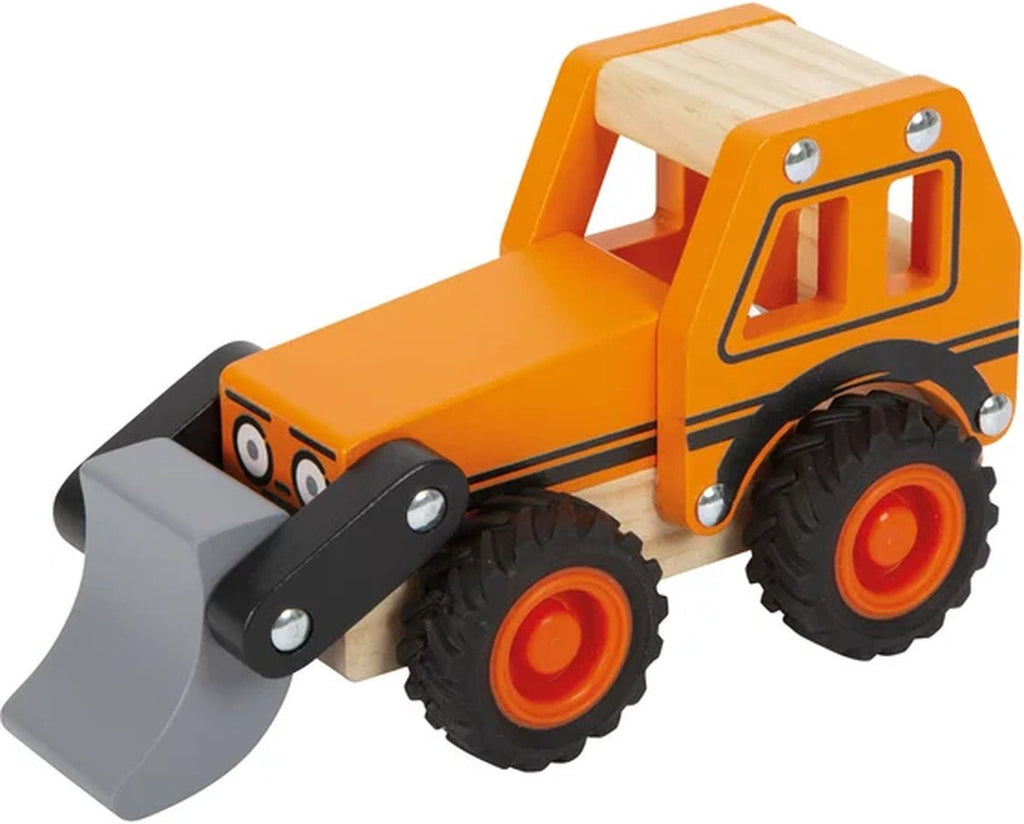 Small foot - houten graafmachine oranje
