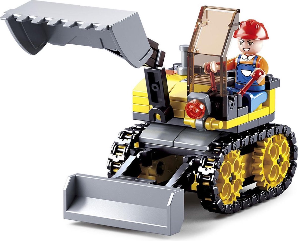 Sluban - town graafmachine mini excavator bouwspeelgoed kinderen vanaf 6 jaar – constructiespeelgoed modelbouw – bouwdoos met 132 bouwstenen – m38-b0377c