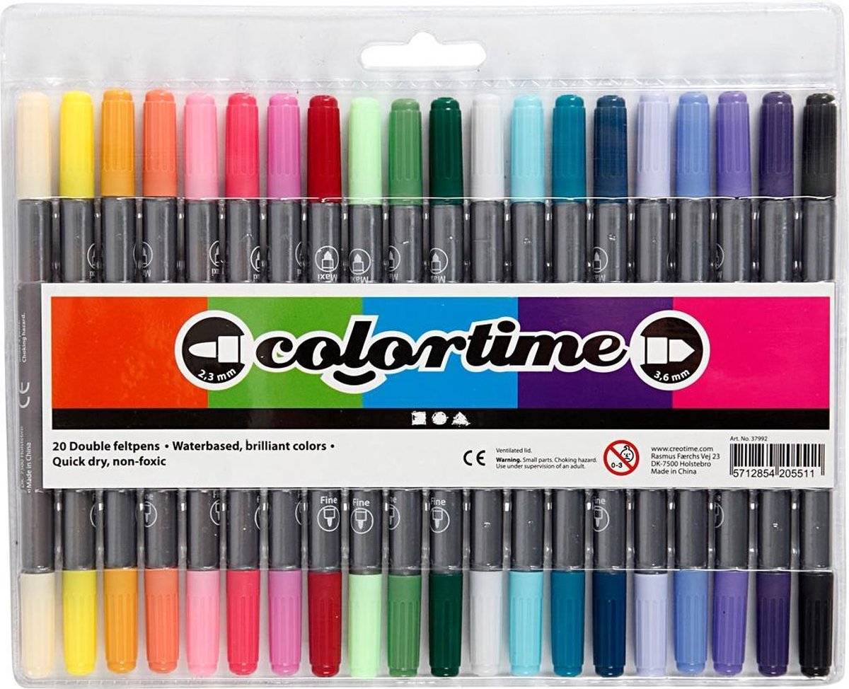 Creotime - Creotime Dubbelzijdige stiften - extra kleuren 20 stuks