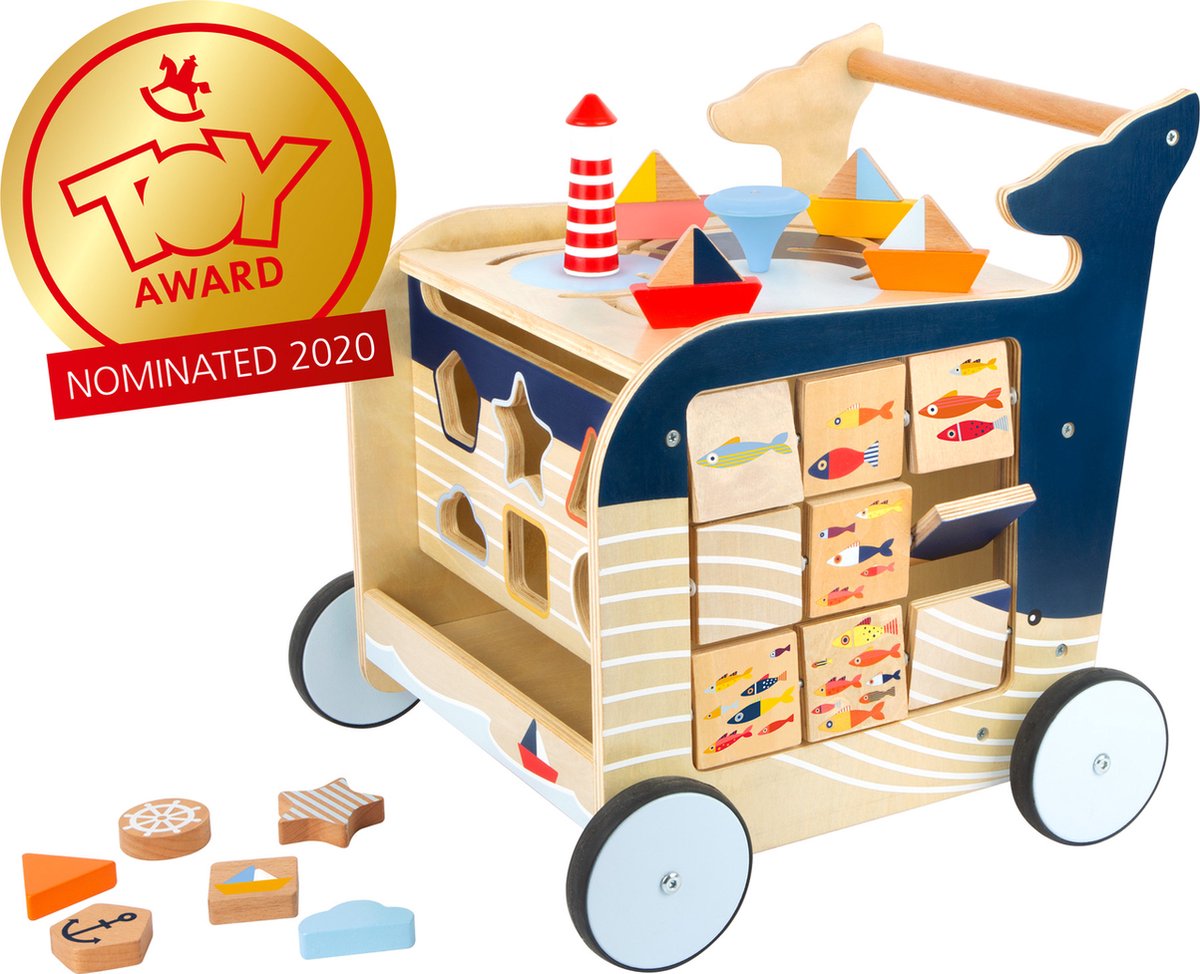 Small Foot - houten activiteiten loopwagen walvis