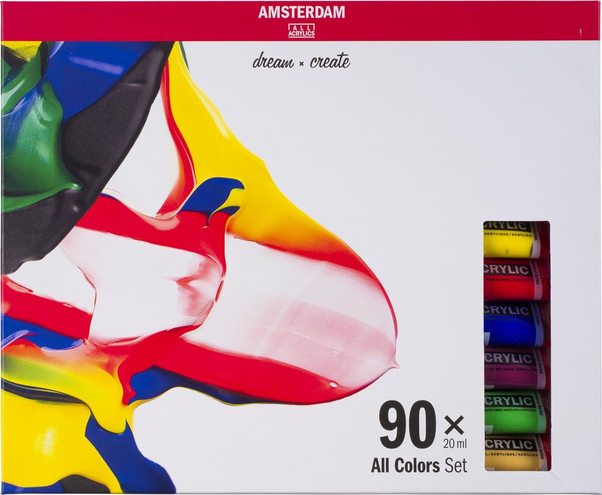 Bruynzeel amsterdam standard series acrylverf complete collectie set 20ml, 90dlg.