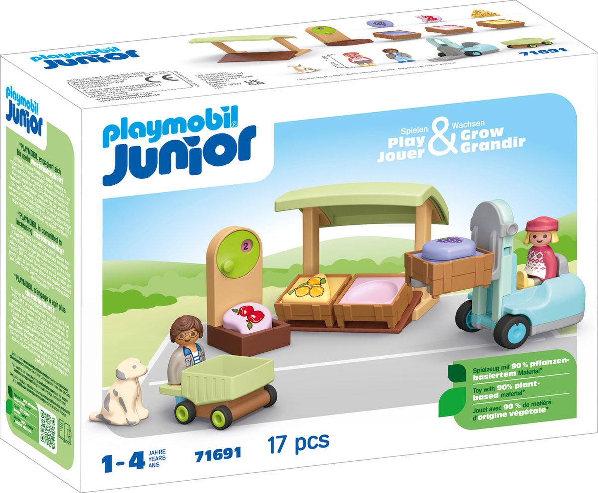 Playmobil 1.2.3. biologische marktkraam en heftruck - 71691