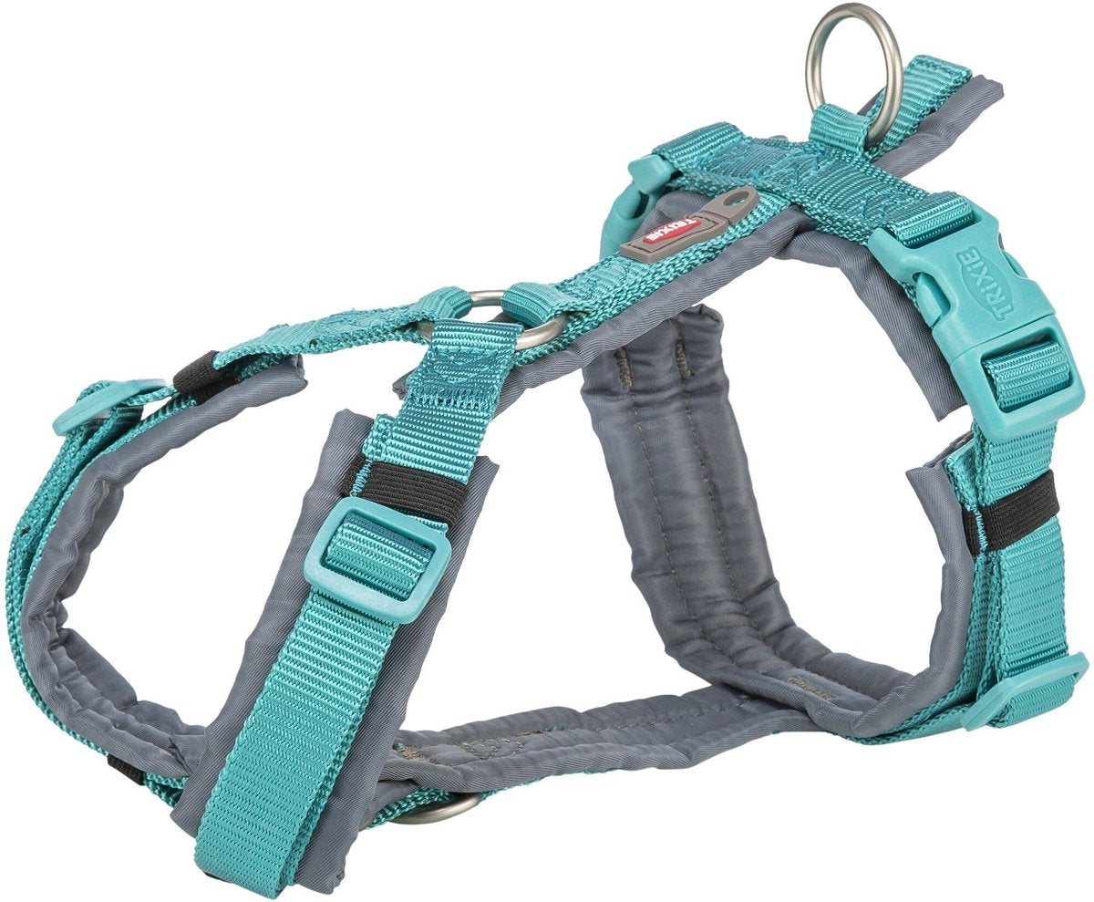 Trixie - hondentuig premium trekking aqua blauw / grafiet grijs