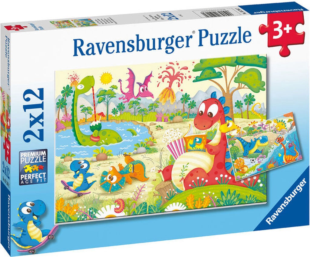 Ravensburger - puzzel lievelingsdino's - twee puzzels - 12 stukjes - kinderpuzzel
