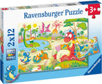 Ravensburger - puzzel lievelingsdino's - twee puzzels - 12 stukjes - kinderpuzzel