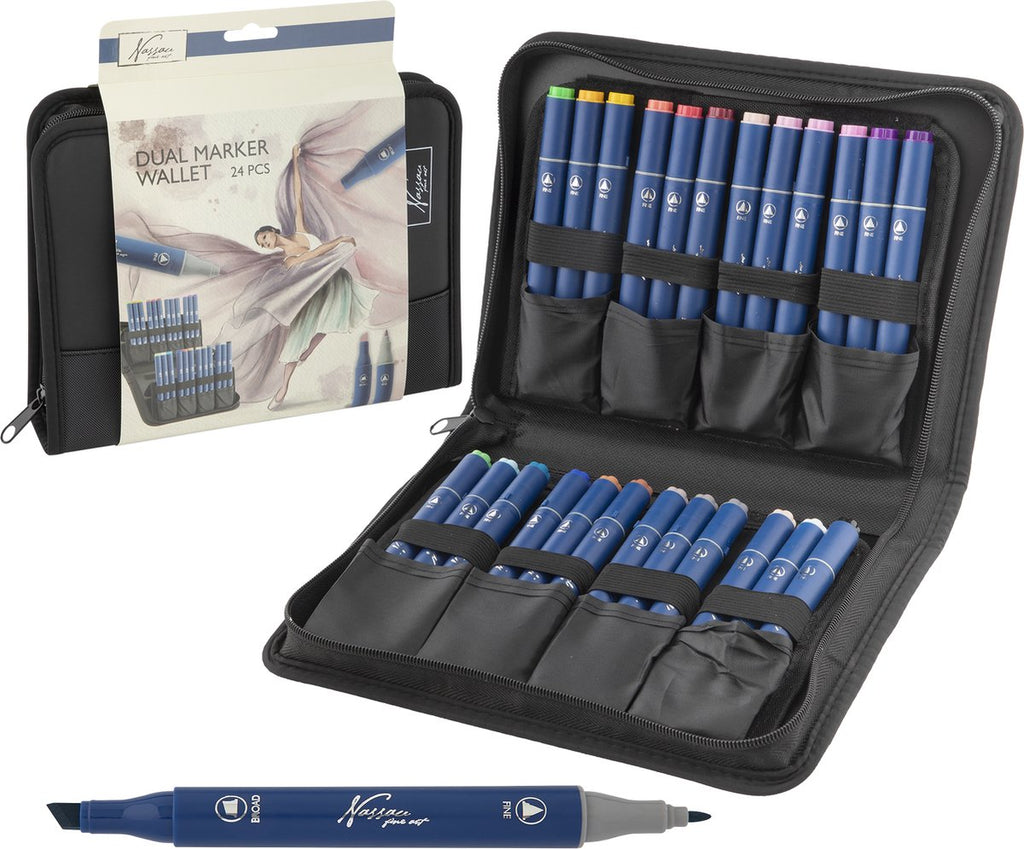 Nassau Fine Art - Nassau Fine Art Nassau markeretui met 24 ronde dual markers