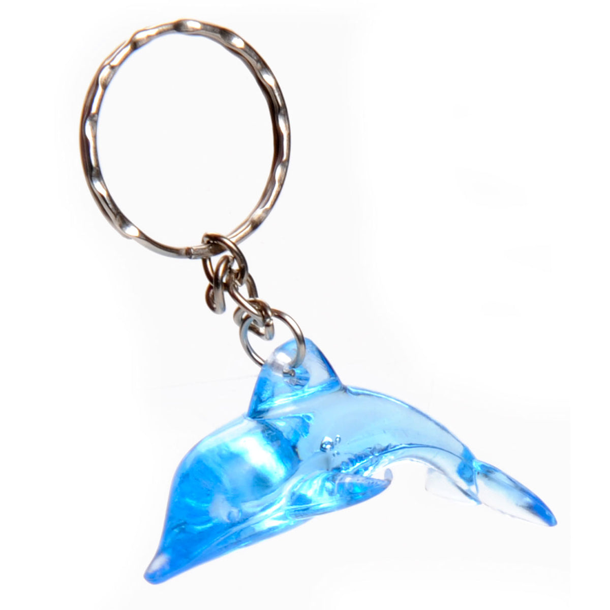 Sleutelhanger dolfijn, transparant blauw