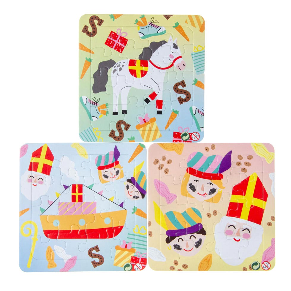 Puzzel sint en piet 13,5cm 16 stukjes
