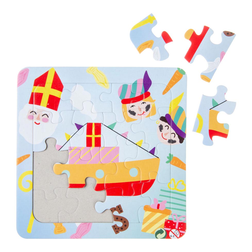 Puzzel sint en piet 13,5cm 16 stukjes