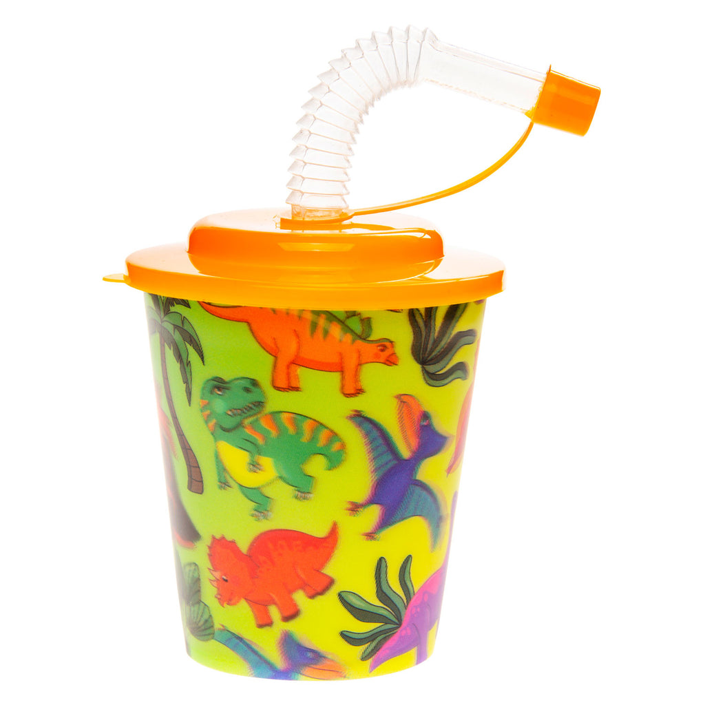 Duckiez beker met deksel en rietje dinosaurus, 12st.