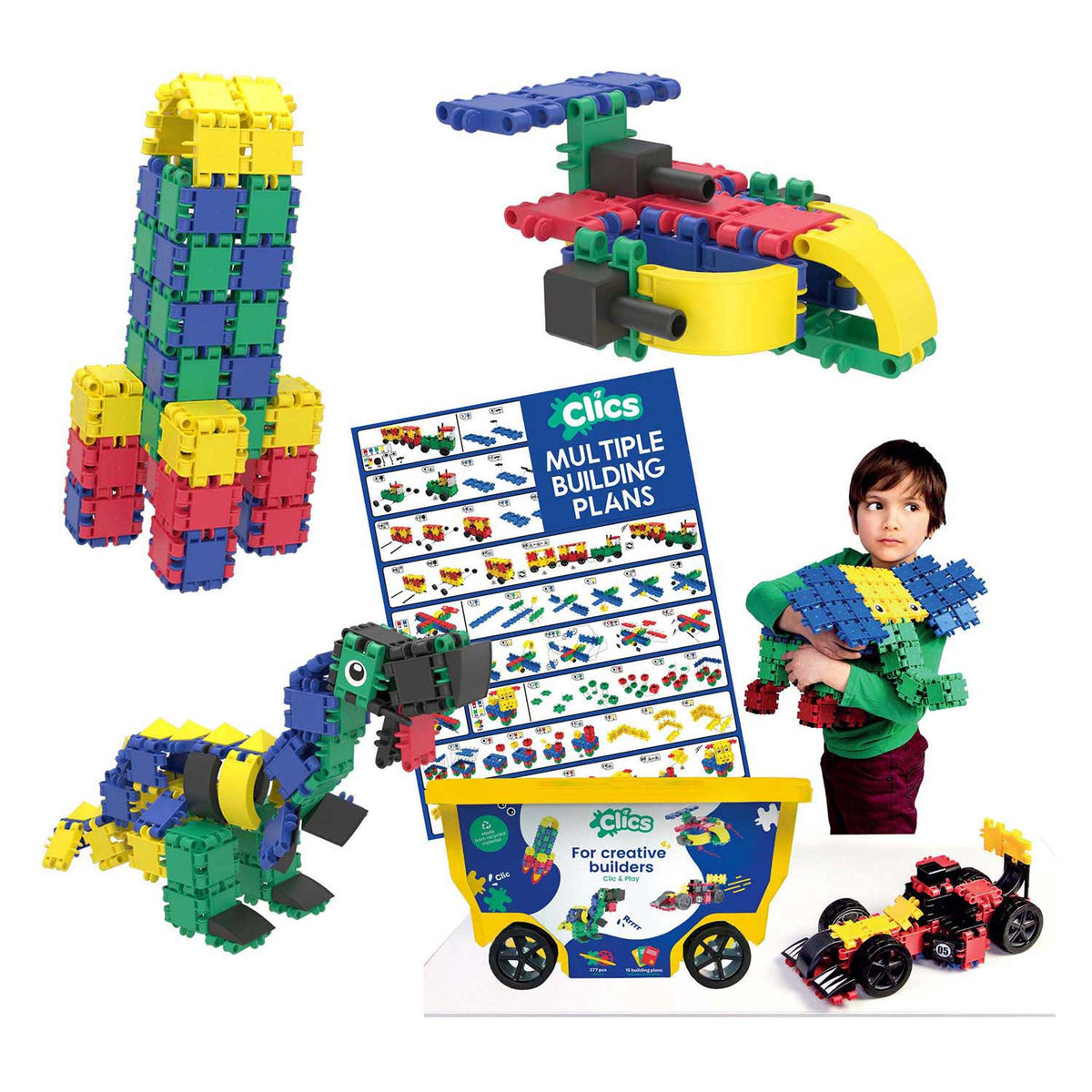 Clics - Clics rolbox bouwblokken - bouwset 15in1