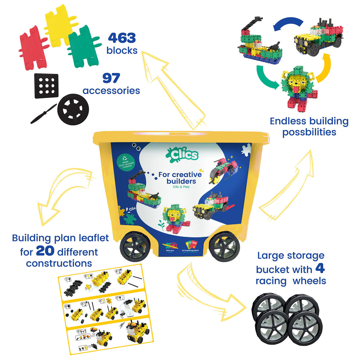 Clics - Clics rolbox bouwblokken 20in1