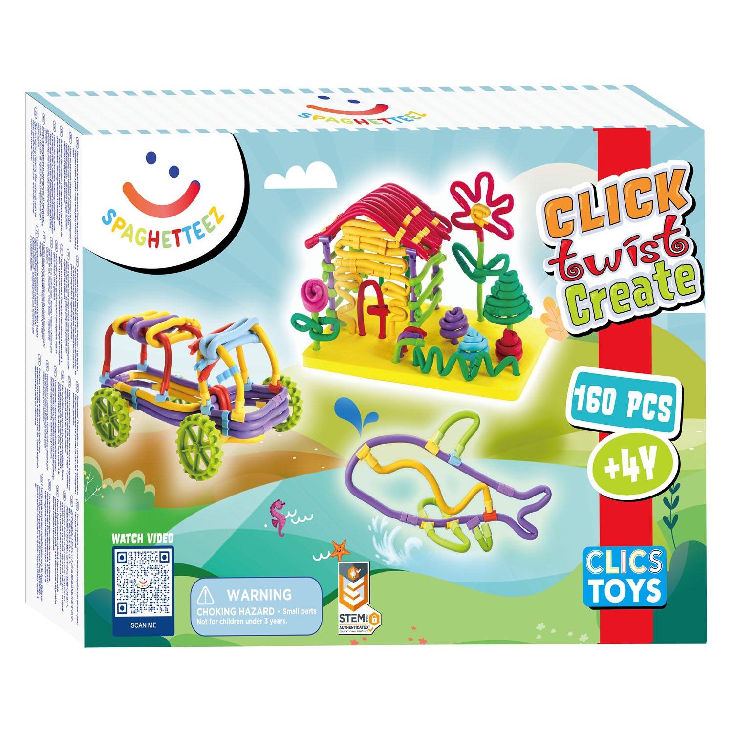 Clics - Clics Spaghetteez 3d art flexibele bouwstaafjes 160dlg.