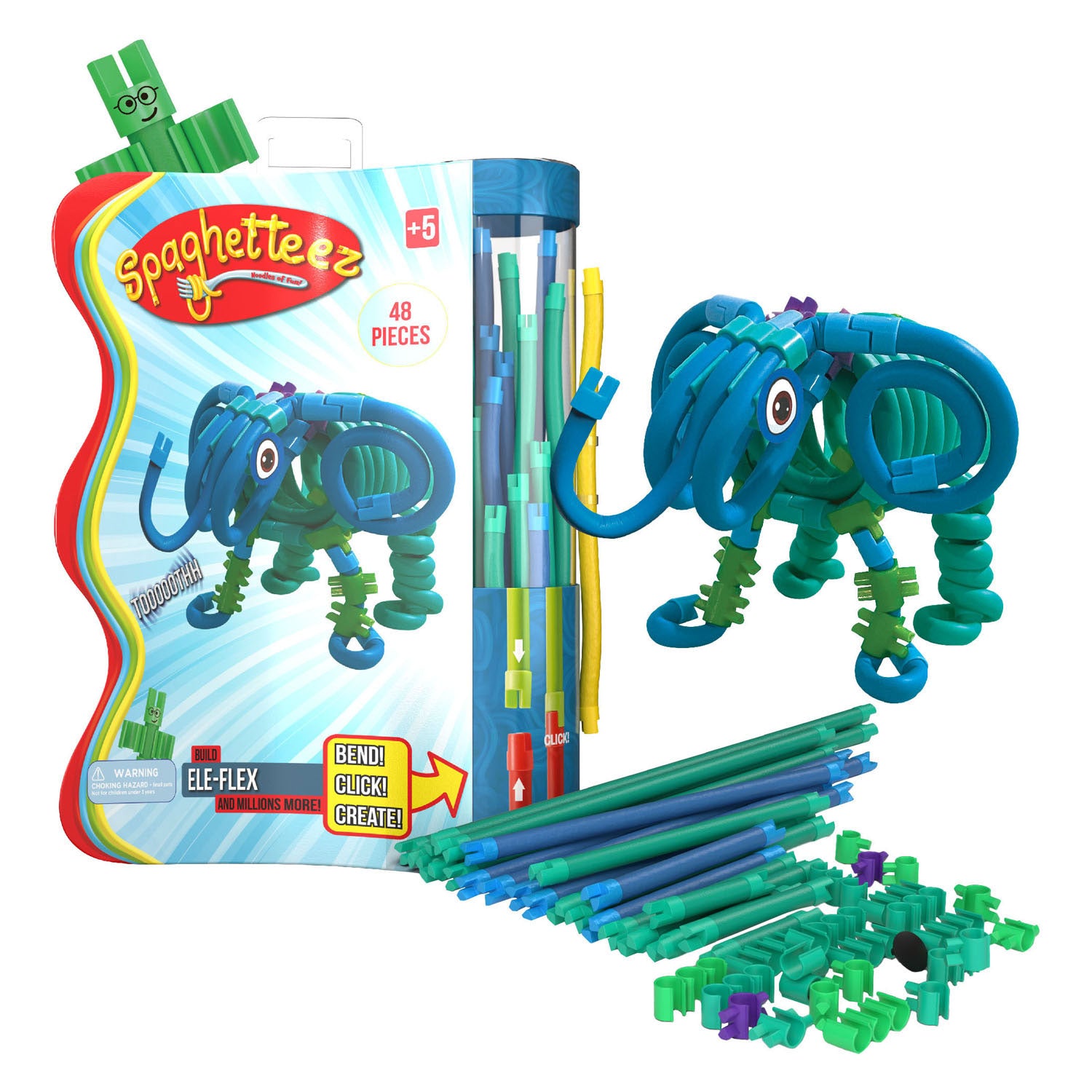 Spaghetteez ele-flex olifant flexibele bouwstaafjes, 48dlg.