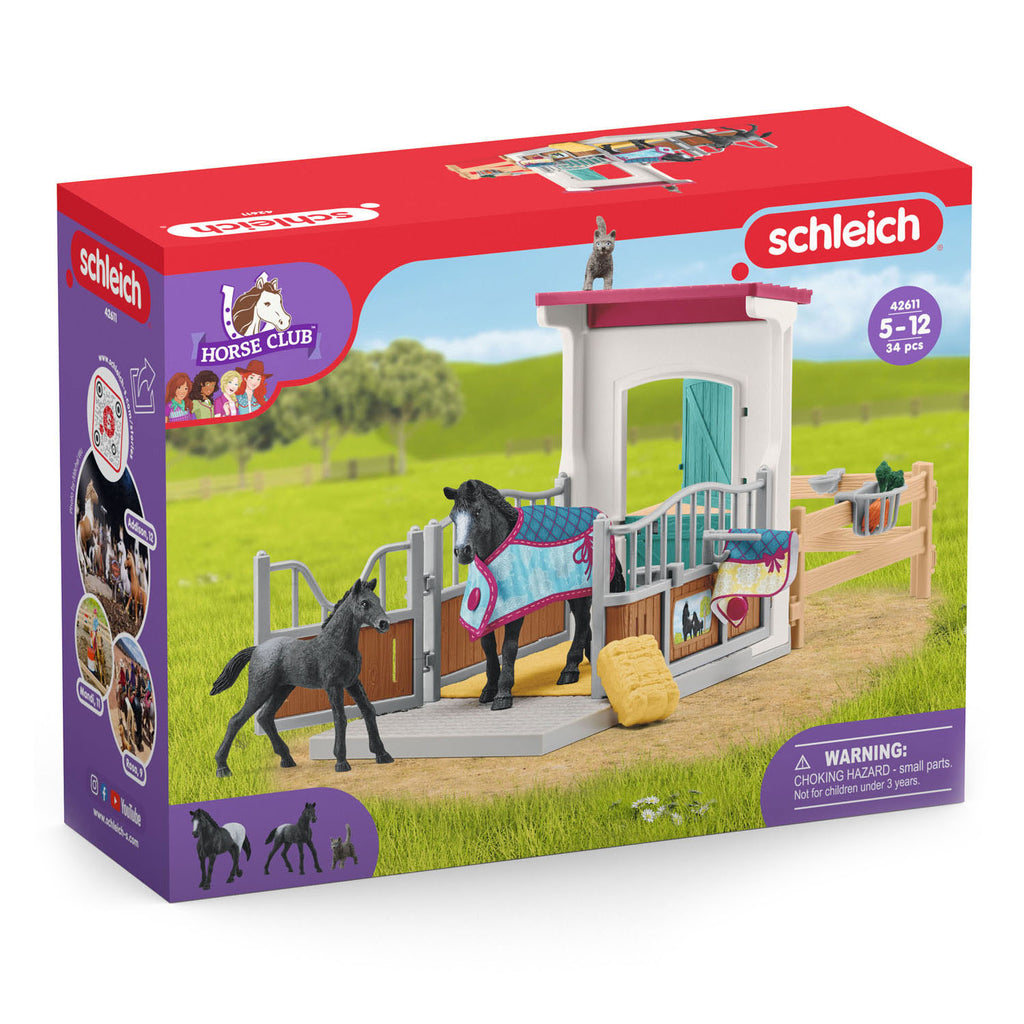 Schleich - horse club paardenbox met merrie en veulen - 42611