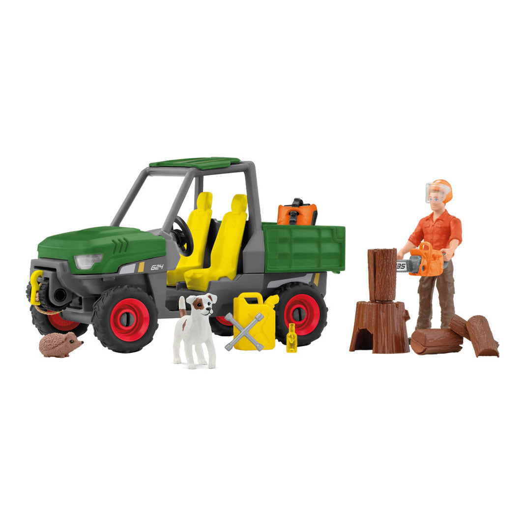 Schleich farm world houtzager met voertuig 42659