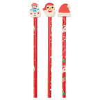 Potlood met gum kerst, 3st.