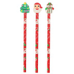 Potlood met gum kerst, 3st.