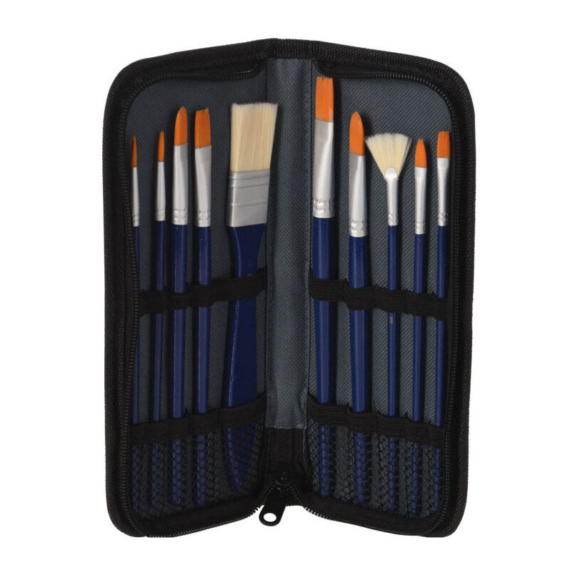 - Kwasten Set voor Olieverf in Opbergtas 10 stuks