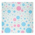 Cadeaupapier blauw roze stippen, 4mtr.