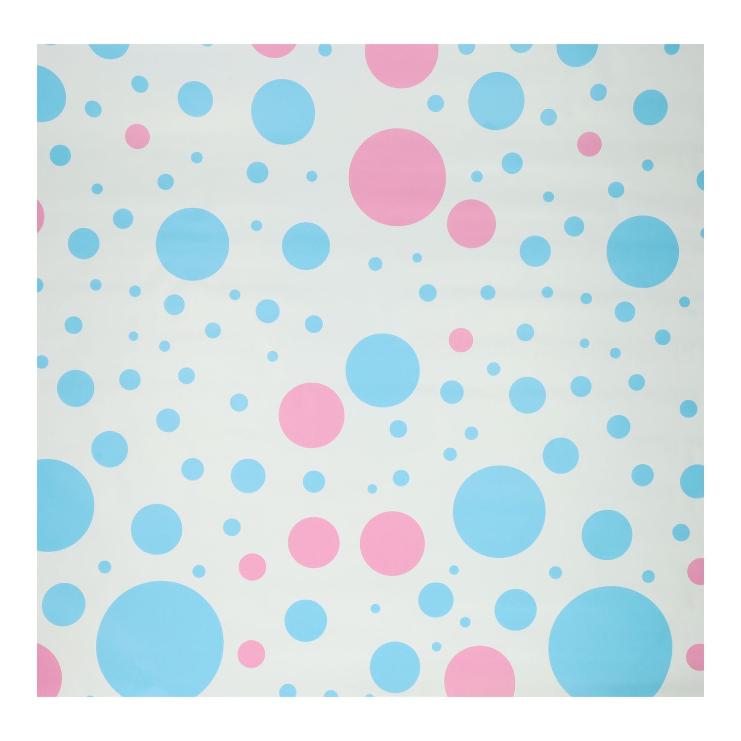 Cadeaupapier blauw roze stippen, 4mtr.