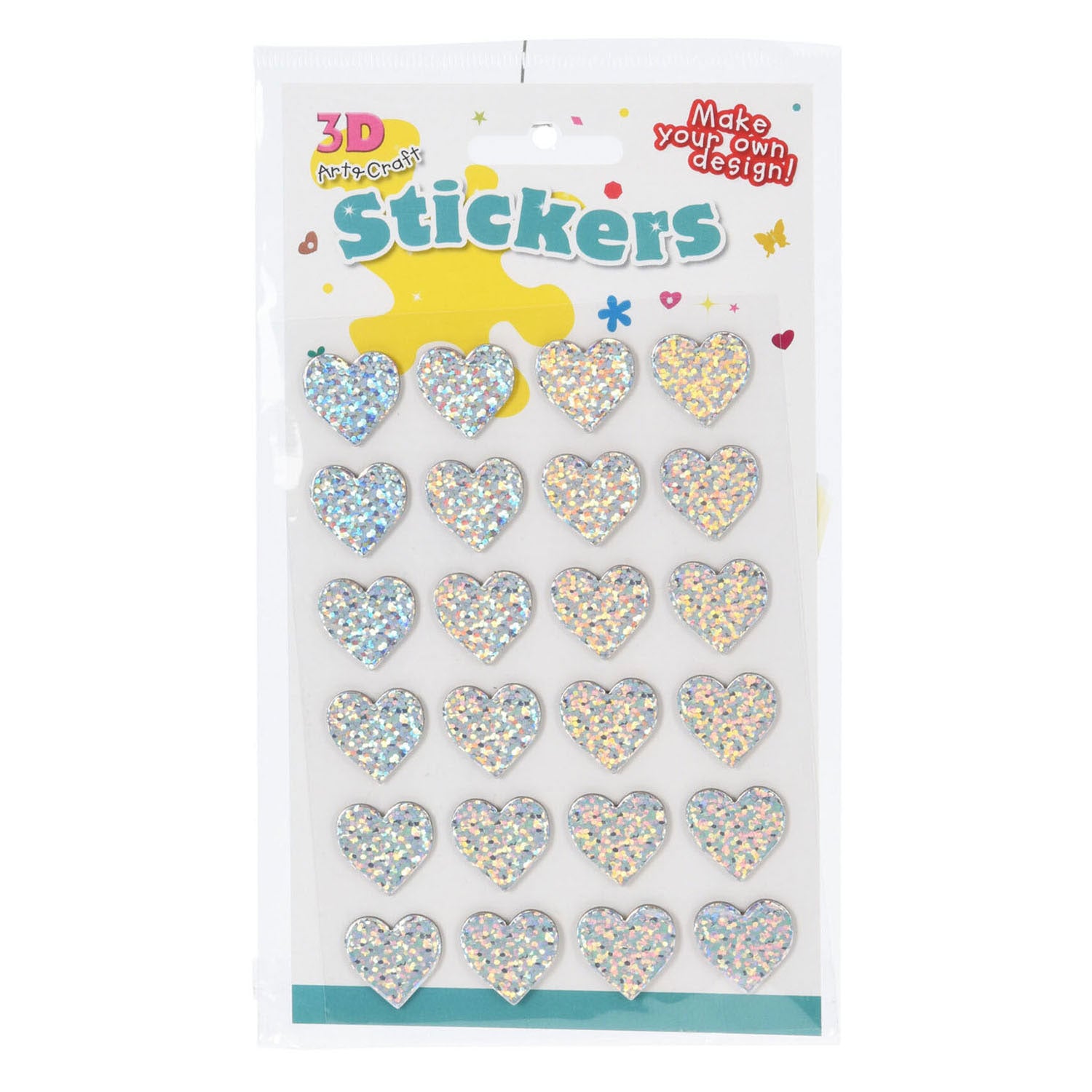 - 3D Stickers Hartjes 24 stuks