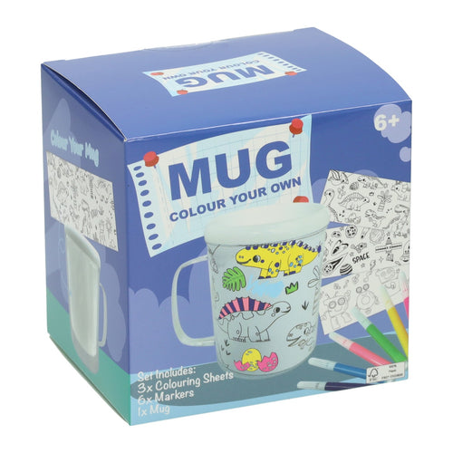 - Kleur je eigen Beker Dino's Robots Ruimtevaartplaatjes - incl 6 stiften