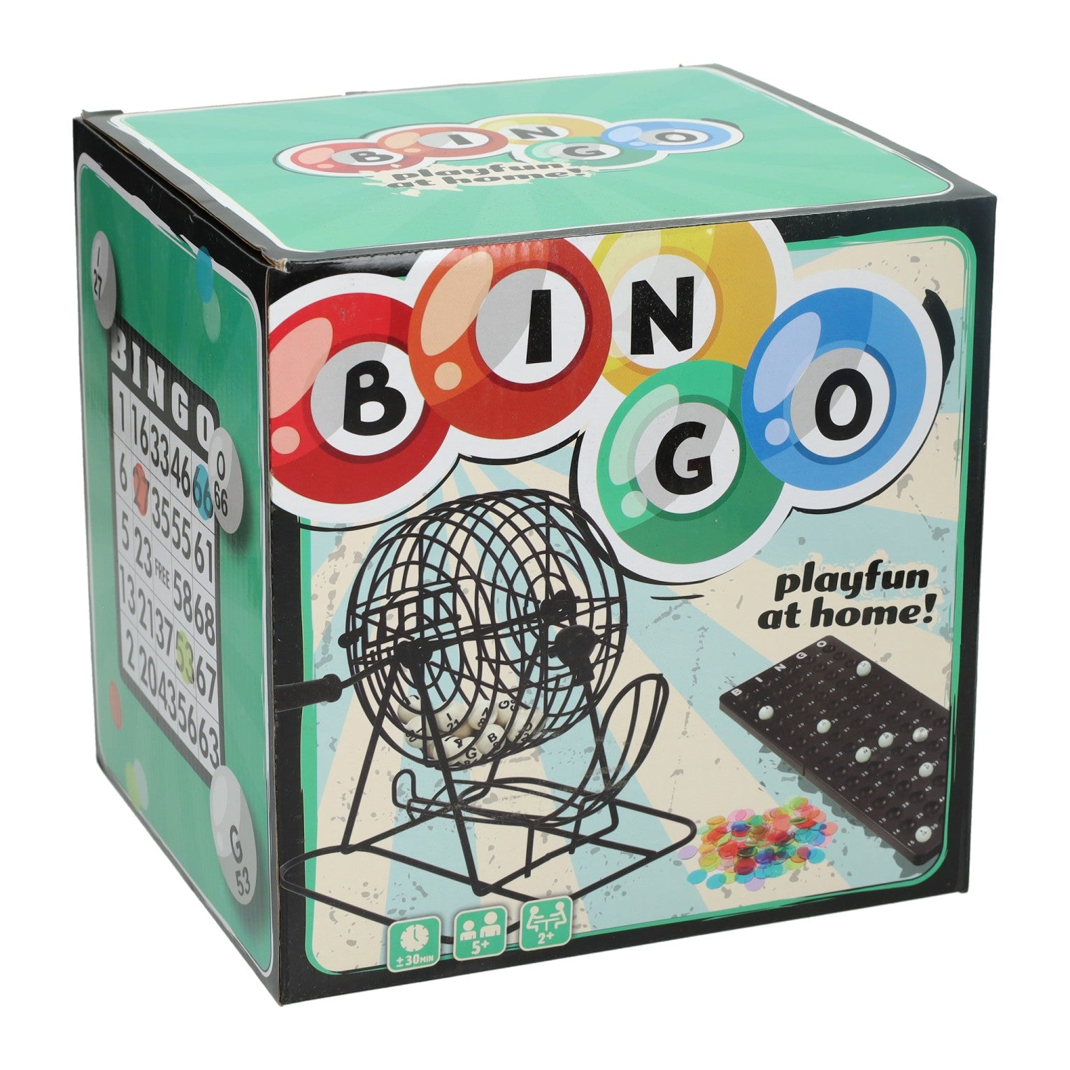 - Zwarte Bingomolen met Speelbord Bingokaarten en Fiches