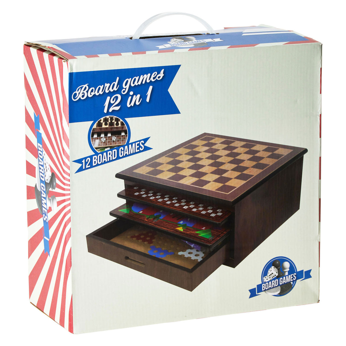 - 12in1 Spel in Houten Kist - 30x30x15cm