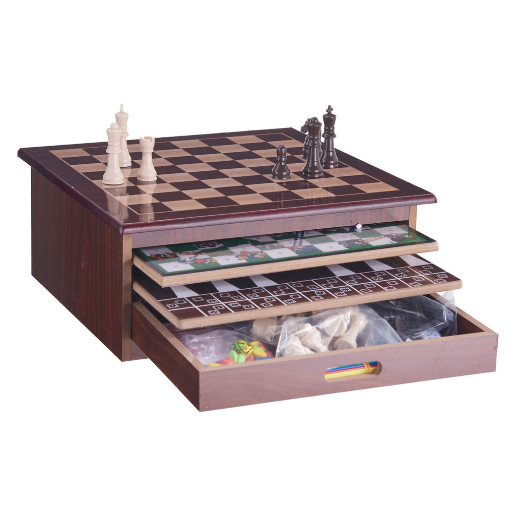 - 12in1 Spel in Houten Kist - 30x30x15cm