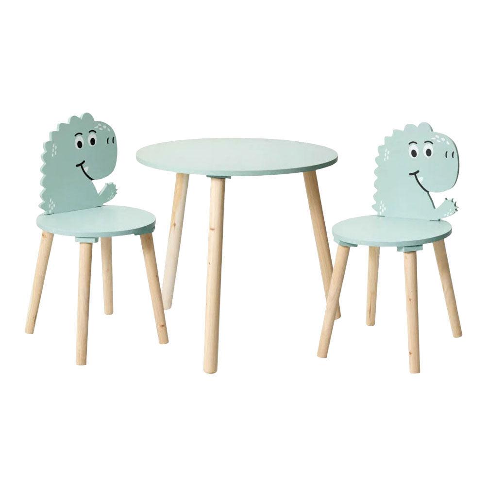 - Houten Set Tafeltje met 2 Stoelen Dinosaurus - Blauw