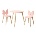 - Houten Set Tafeltje met 2 Stoelen Vlinder - Roze