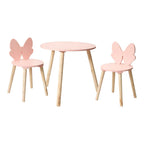 - Houten Set Tafeltje met 2 Stoelen Vlinder - Roze