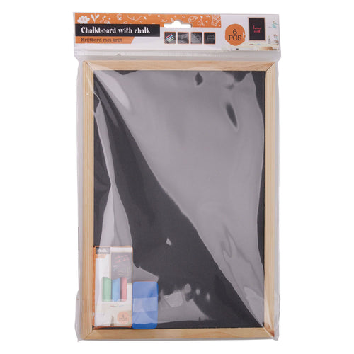 - Krijtbord 21x30cm met 4 Krijtjes en Spons