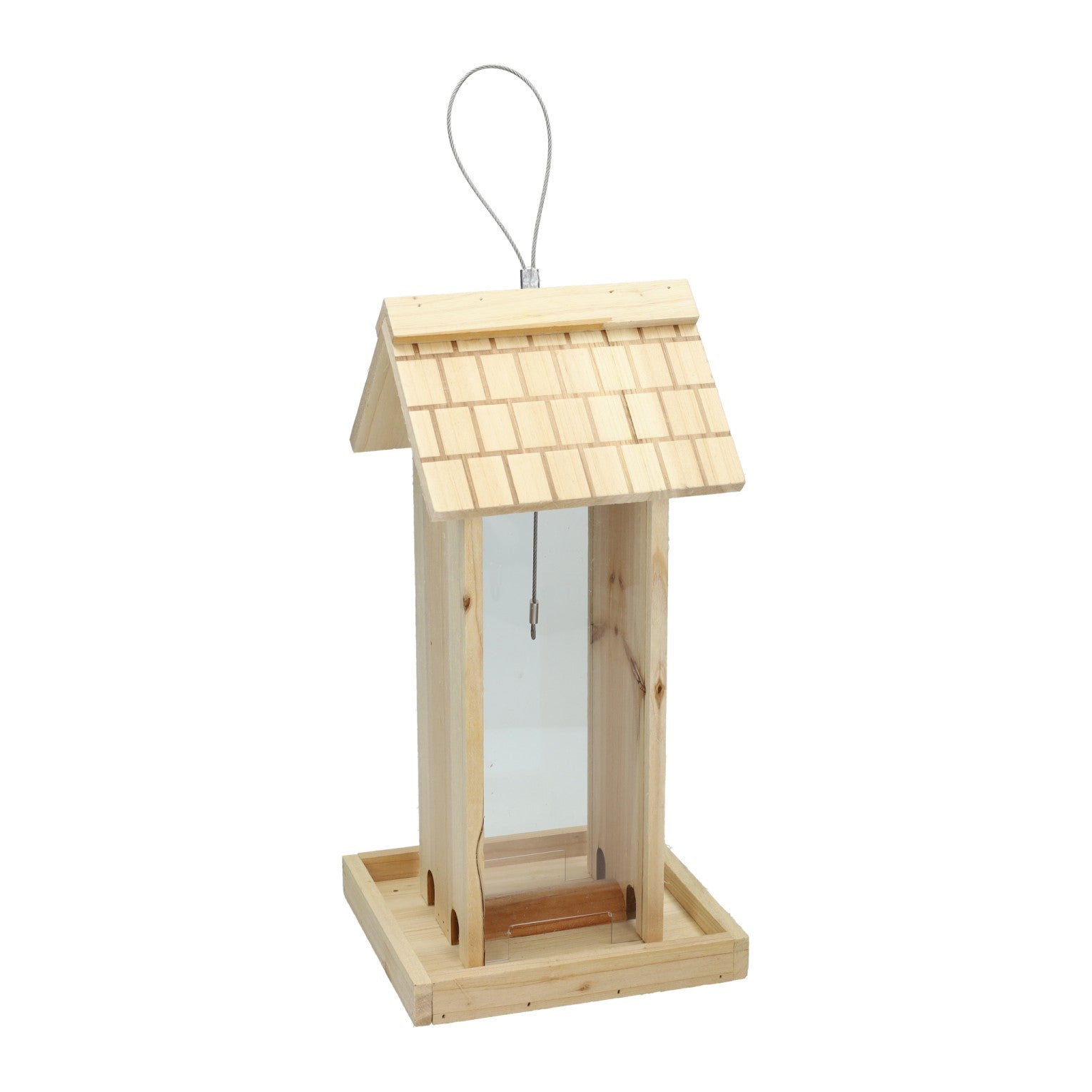 - Houten Hangende Vogelvoeder - 17x17x38cm