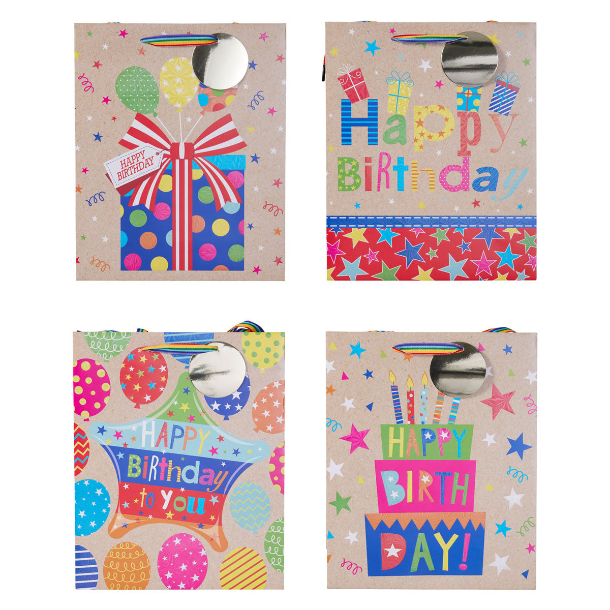 - Geschenktasje Kraftlook Happy Birthday - 23x18x10cm