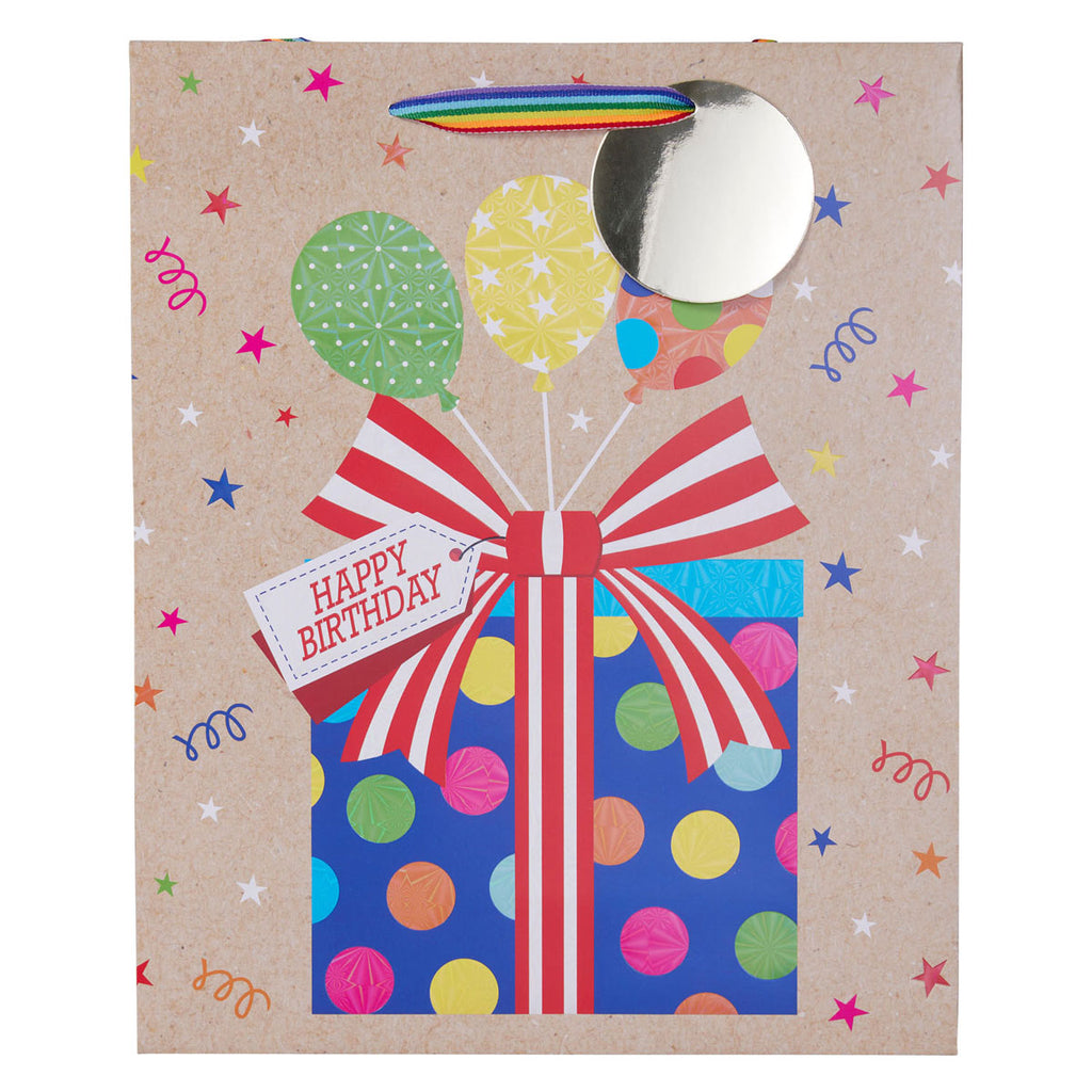 - Geschenktasje Kraftlook Happy Birthday - 23x18x10cm