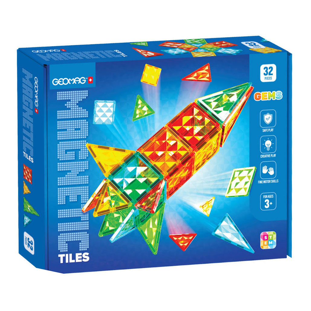 Geomag - Geomag magnetische tegels edelstenen raket set - 32dlg.