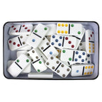 Tactic - Tactic domino double six – bordspel – luxe tin – klassiek dominospel met gekleurde stenen – vanaf 7 jaar – 2 of meer spelers