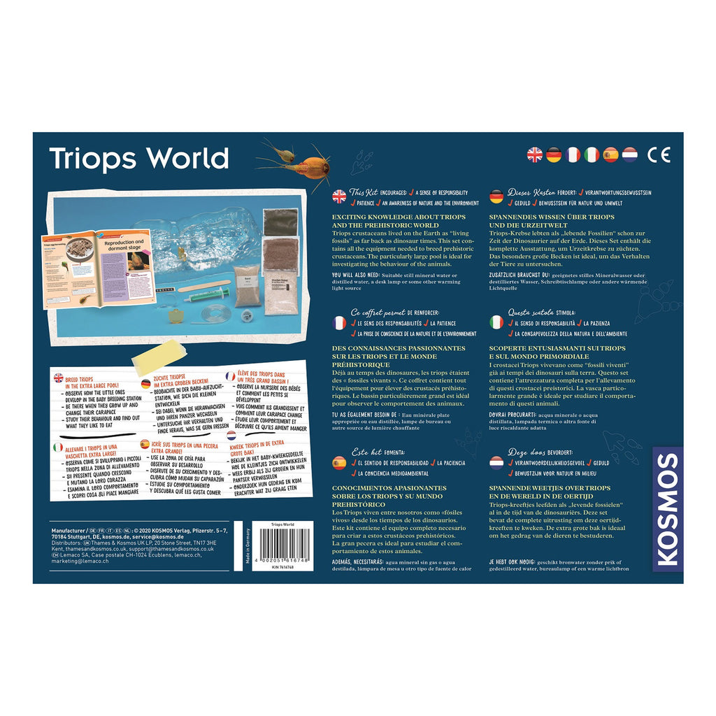 Kosmos triops world – experimenteerset – kweek oeroude krabjes uit de oertijd – inclusief kweekbak, eieren en voedersets – triops wereld